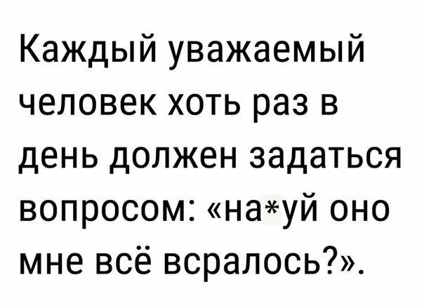 Каждый уважаемый человек хоть раз в день должен задаться вопросом науй оно мне всё всралось