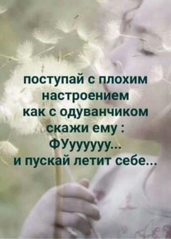 поступай с похим настроеём как с одуванчиком ъкажи ему УММ _ й летит себе _ за