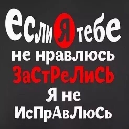 Сл  тебе не нравлюсь застрелись я не исправлюсь