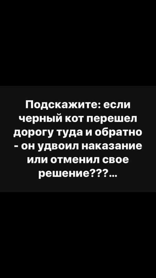 Подскажите если черный кот перешел дорогу туда и обратно он удвоил наказание или отменил свое решение