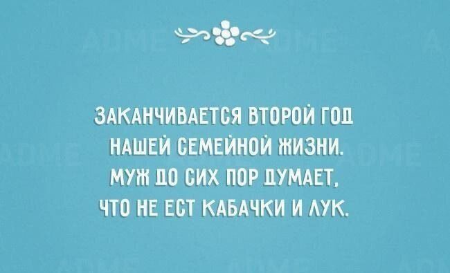ЗАКАНЧИВАЕТСЯ ВТОРОЙ ГОД НАШЕЙ СЕМЕЙНОЙ ЖИЗНИ. МУЖ ДО СИХ ПОР ДУМАЕТ, ЧТО НЕ ЕСТ КАБАЧКИ И ЛУК.