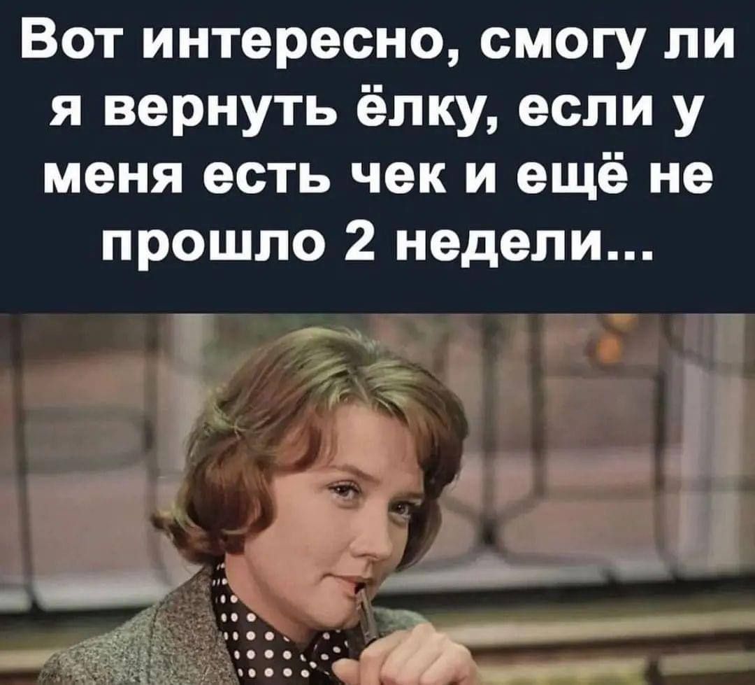 Вот интересно, смогу ли я вернуть ёлку, если у меня есть чек и ещё не прошло 2 недели...