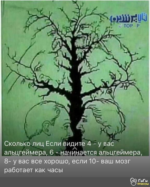 Сколько лиц Если видитё 4 у вас ы альцгеймера 6 начина