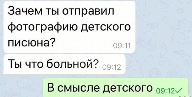 Зачем ты отправил фотографию детского писюна Ты что больной В смысле ДЕТСКОГО 0912