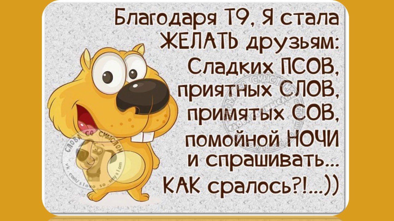 Благодаря ТО Я стала ЖЕЛАТЬ друзьям Спадких ПСОВ приятных СЛОВ примчтых СОВ і помойной НОЧИ и спрашивать КАК срапось