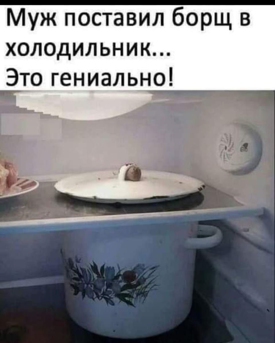 Муж поставил борщ в холодильник Это гениально