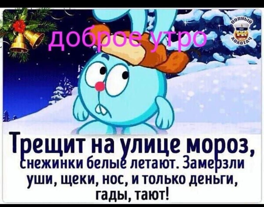 Трещит на лиЦе мо оз нежинки белы летают Заме зли уши щеки нос итолько деньги гады тают