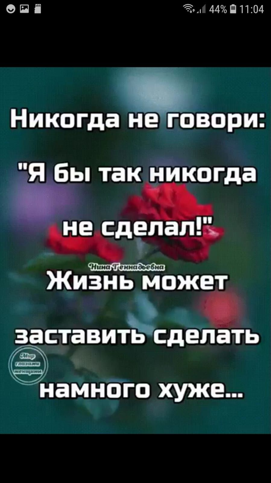 ОПП 5 44ПП104 Никогда не говори Я Бы так никогда не1сдепал Жизь ожет за СТВВИТЬСДЕПЗТЬ намнбго хуже