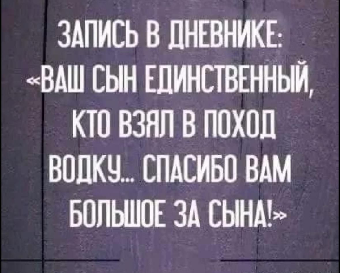 ЗАПИСЬ В ДНЕВНИКЕ: «ВАШ СЫН ЕДИНСТВЕННЫЙ, КТО ВЗЯЛ В ПОХОД ВОДКУ... СПАСИБО ВАМ БОЛЬШОЕ ЗА СЫНА!»