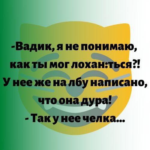 Вадик я не понимаю как ты мог лохантыя У нее же на лбу написано что она дура Так у нее челка