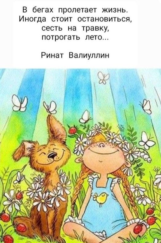 В бегах пролетает жизнь Иногда стоит остановиться сесть на травку потрогать лето Ринат Валиуппин