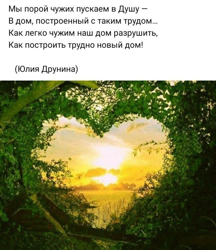 Мы порой чужих пускаем в Душу В дом пос оенный с таким трудом Как легко чужим наш дом разрушить Как построить трудно новый дом Юлия Друнина