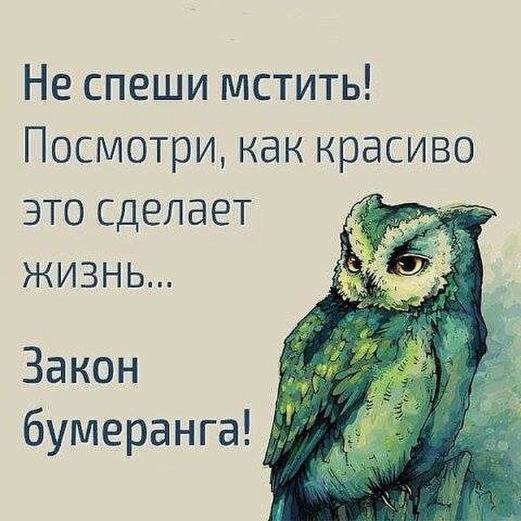 Не спеши мстить Посмотринаккрасиво этосделает кизнь Закон бумеранга