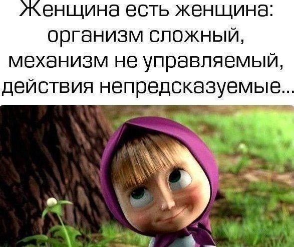 енщина есть женщина организм сложный механизм не управляемый действия непредсказуемые