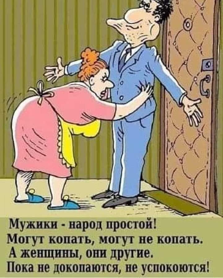 Мужики народ простой МОГУТ копать МОГУТ не копать А женщины они другие Пока не докопаются не успокоются