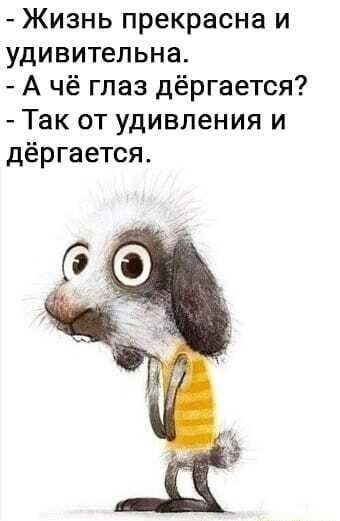 Жизнь прекрасна и удивительна А чё глаз дёргается Так от удивления и дёргается