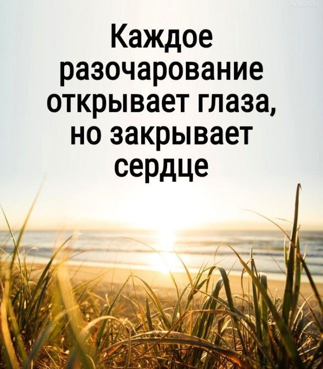 Каждое разочарование открывает глаза но закрывает сердце
