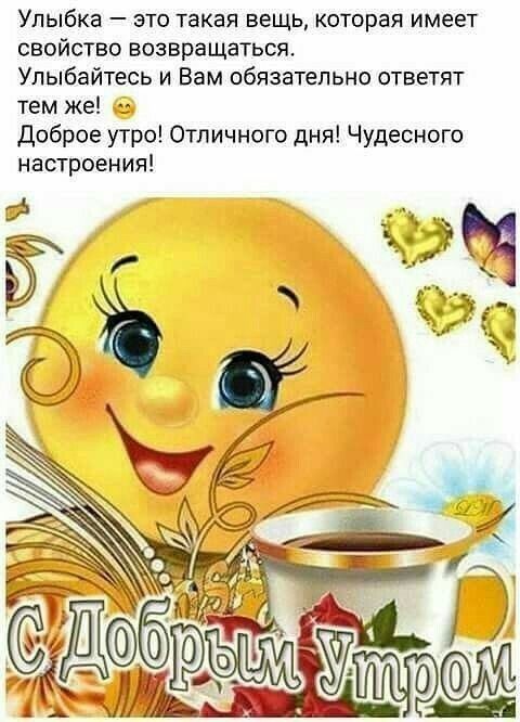 Улыбка это такая вещь которая имеет свойство возвращаться Улыбайтесь и Вам обязательно ответят тем же Доброе утро Отличного дня Чудесного настроения