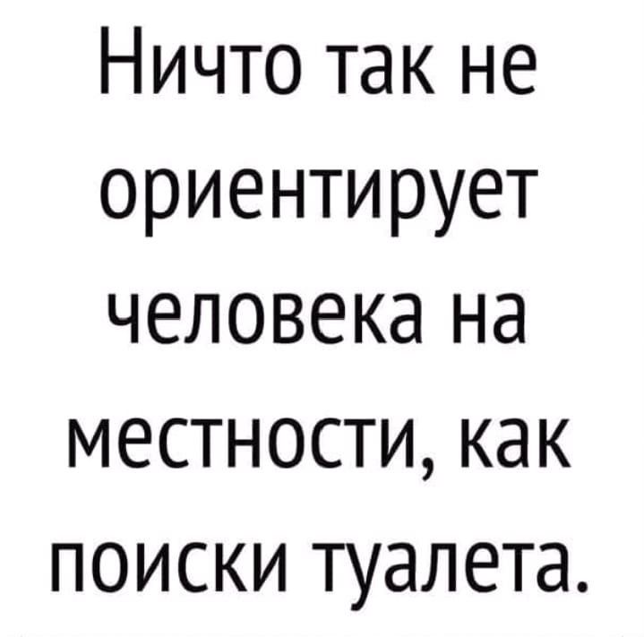 Ничто так не ориентирует человека на местности как поиски туалета
