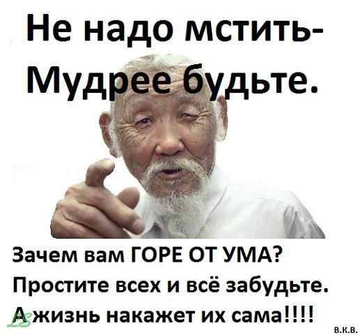 Не надо мстить Зачем вам ГОРЕ ОТ УМА Простите всех и всё забудьте Ёжизнь накажет их сама пм