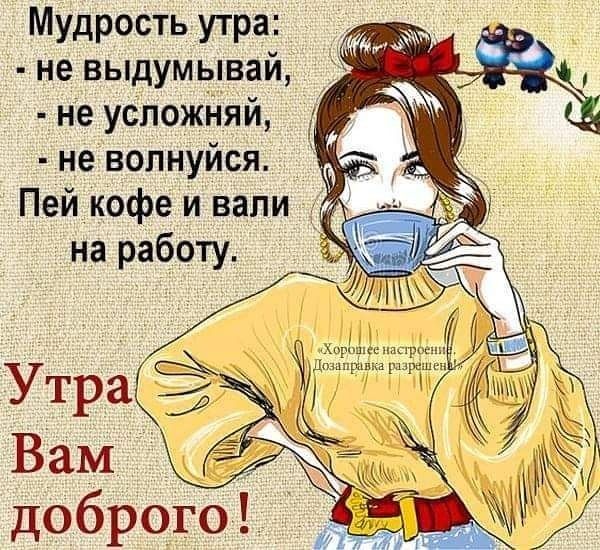 Мудрость утра не выдумывай не успожйяй не волнуйся Пейкофе и вали на работу
