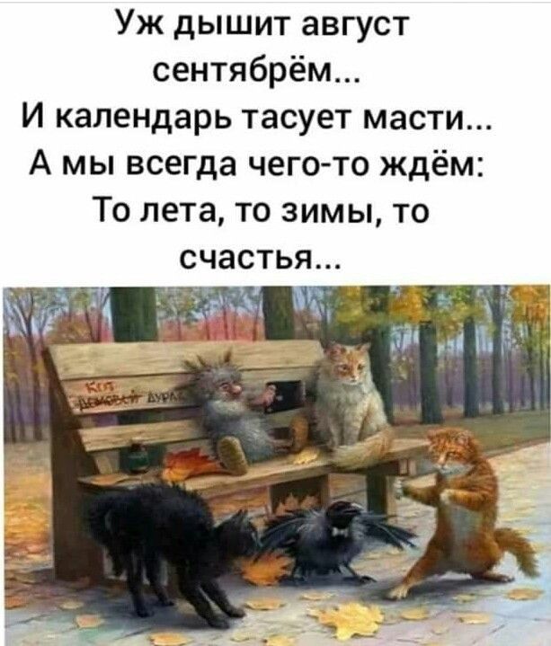 Уж дышит август сентябрём И календарь тасует масти А мы всегда чего то ждём То лета то зимы то СЧЭСТЬЯ