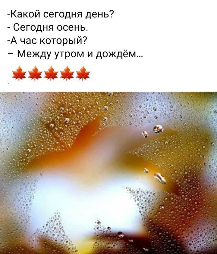 Какой сегодня день Сегодня осень А час который Между утром и дождём йй