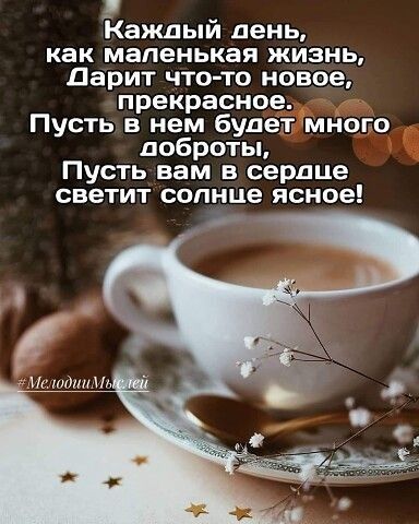 Каждый день как маленькая жизнь дарит что то новое прекрасное Пусть в нем будет много доброты Пусть вам в сердце светит солнце ясное