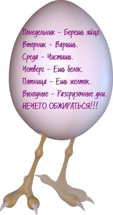 едемик Берешь яйц тарник Варить Среди Иистишь Иетёерз Ешь белок Пятница Ешь желтак Бихадние Ризгщзаиние дни