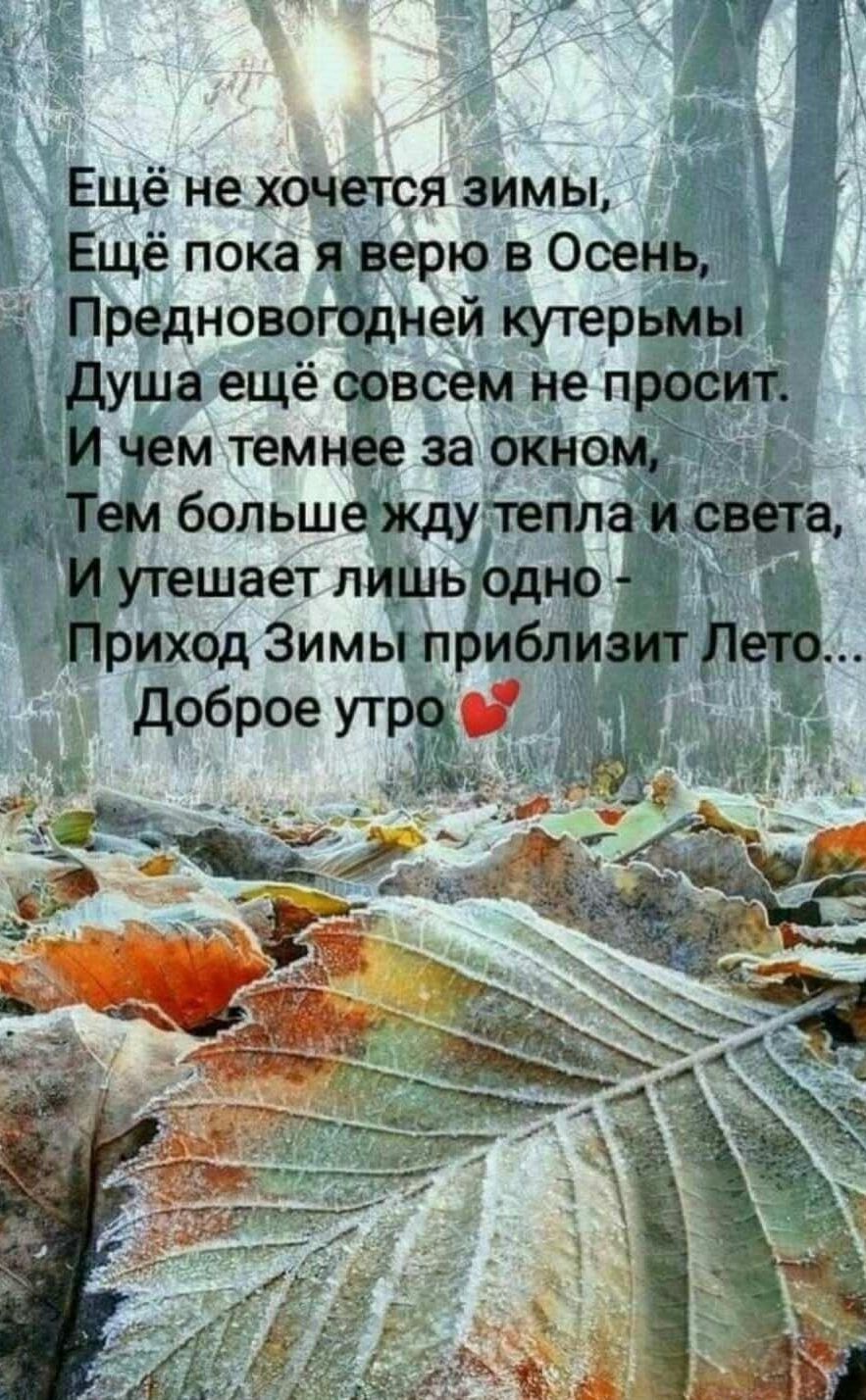 Еще не хочется зимы Та Ещё пока ерю в Осе Предново ней кутер ы уша ещё всём не п мтем заокн больш шает л