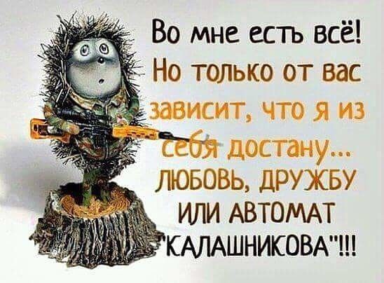 _ Во мне есть всё Но только от вас чавигит что я из достану ЛЮБОВЬ ДРУЖБУ ИЛИ АВТОМАТ Ё КАЛАШНИКОВА