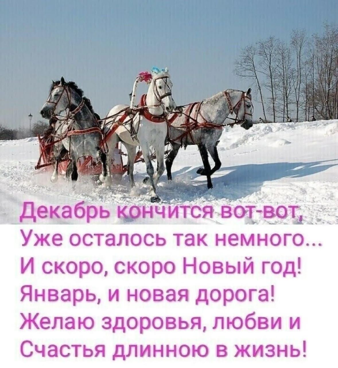 Уже осталось так немного И скоро скоро Новый год Январь и новая дорога Желаю здоровья любви и Счастья длинною в жизнь