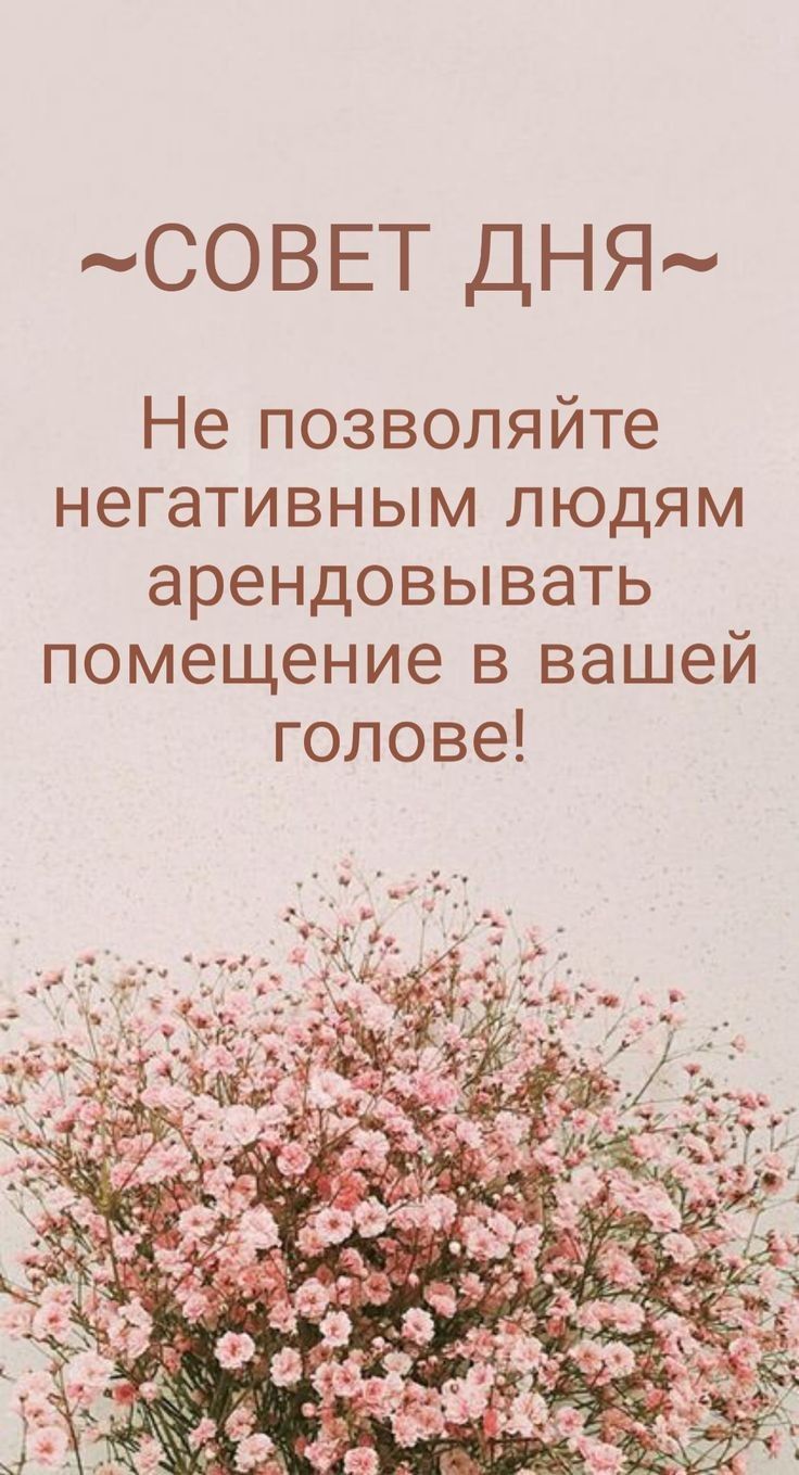 СОВЕТ ДНЯ Не позволяйте негативным людям арендовывать помещение в вашей голове