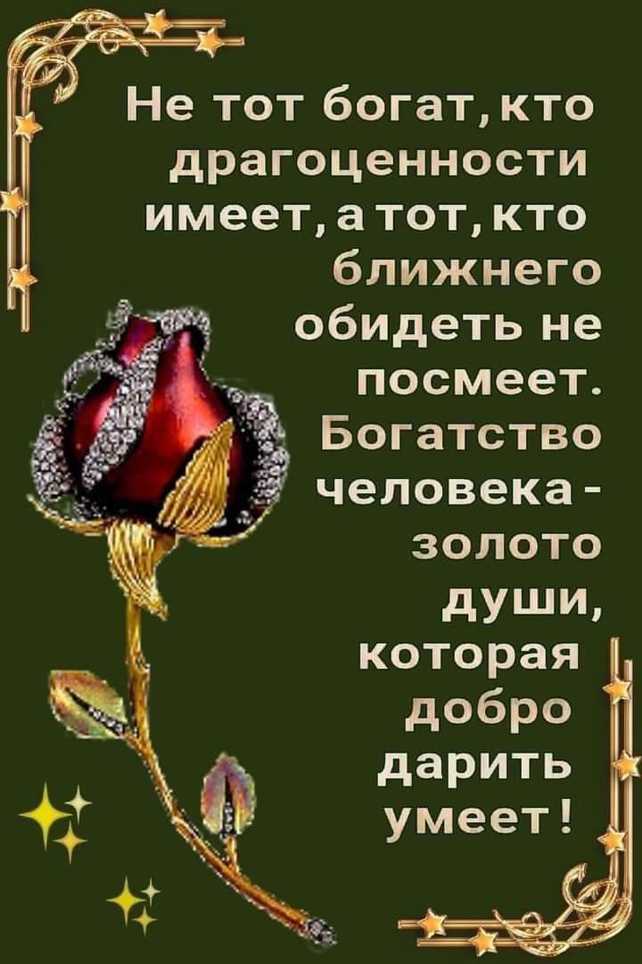 Не тот богат кто драгоценности имеет атот кто ближнего 349 обидеть не посмеет Богатство человека золото души которая добро дарить умеет