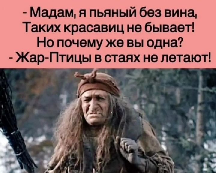 Мадам я пьяный без вина Таких красавиц не бывает Но почему же вы одна Жар Птицы в стаях не летают