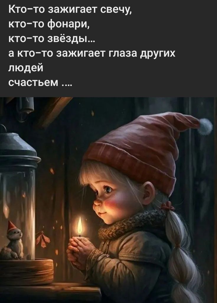 Кто то зажигает свечу кто то фонари ктото звёзды а ктото зажигает глаза других людей счастьем