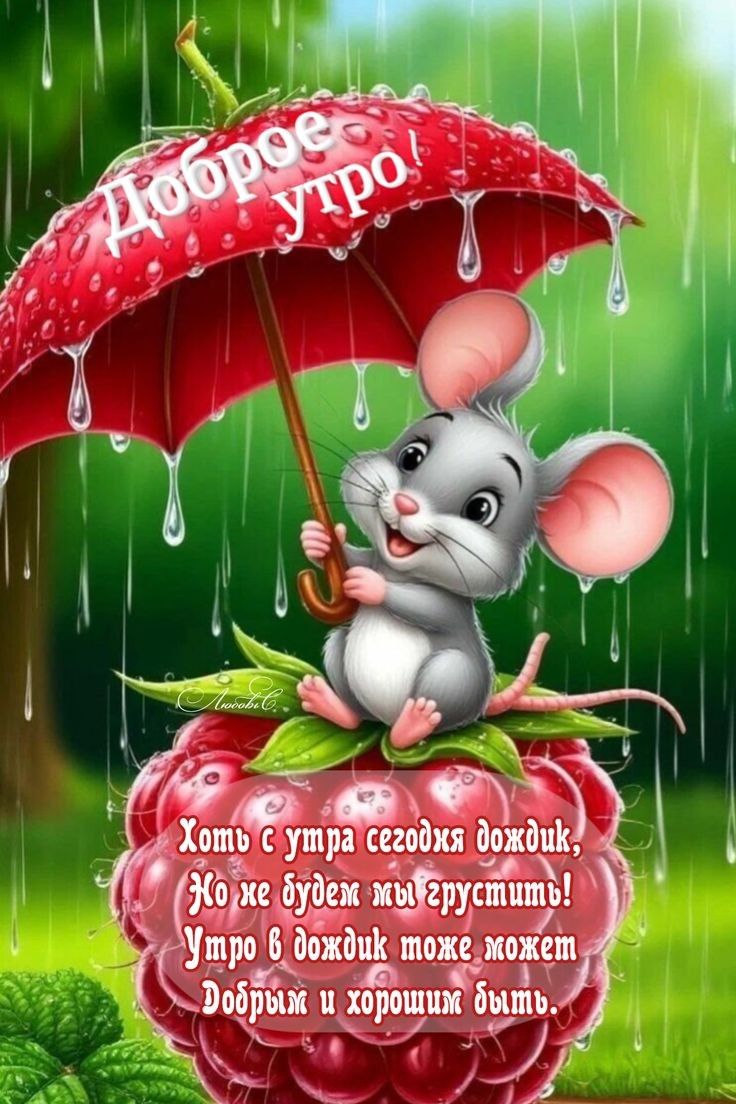 Доброе утро!
Хотя с утра сегодня дождик,
Но же будем мы грустить!
Утро в дождик тоже может
Добрым и хорошим быть.