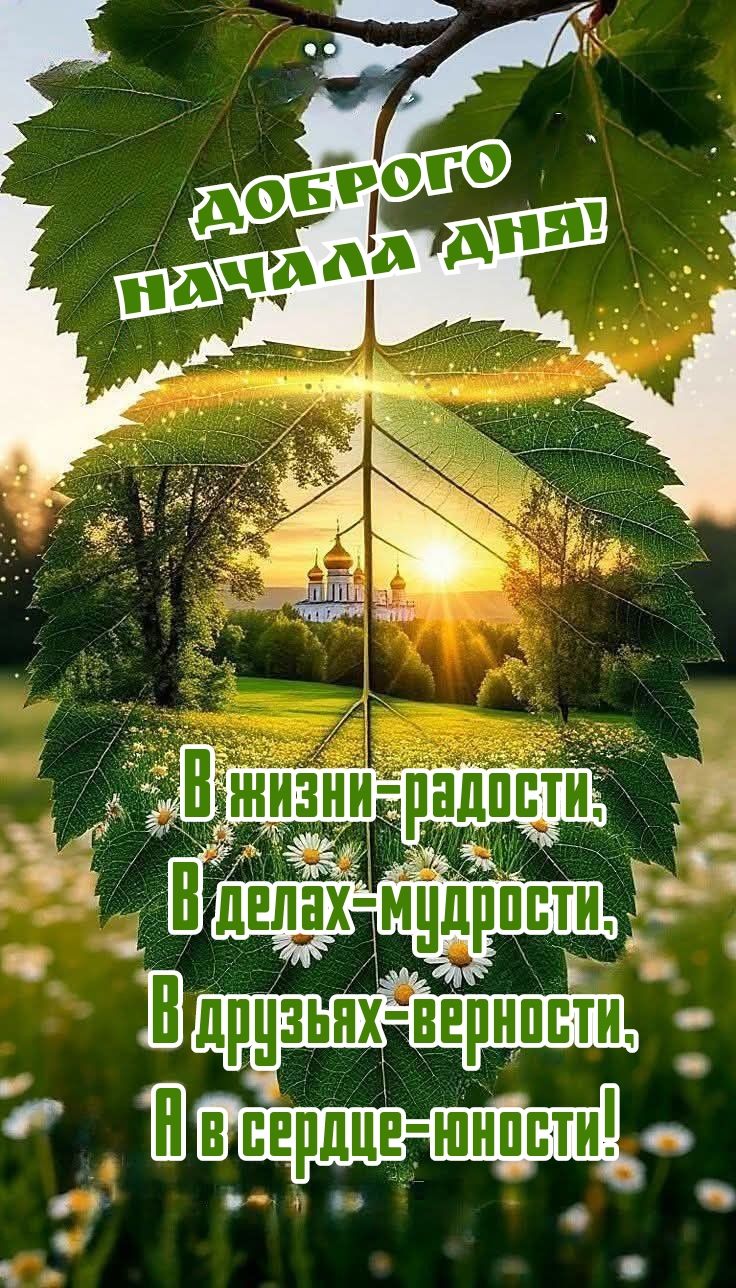 Доброго начала дня!
В жизни-радости,
В делах-мудрости,
В друзьях-верности,
А в сердце-юности!