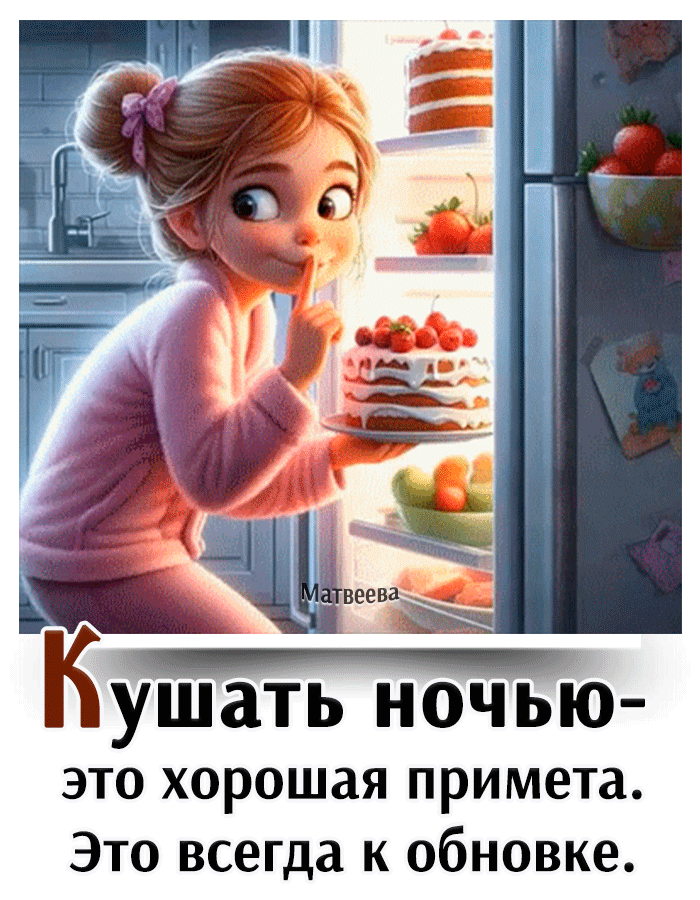 Кушать ночью- это хорошая примета. Это всегда к обновке.