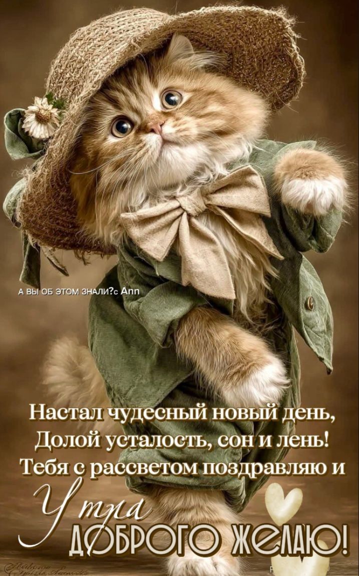 Настал чудесный новый день, Долой усталость, сон и лень! Тебя с рассветом поздравляю и Утра Доброго желаю!