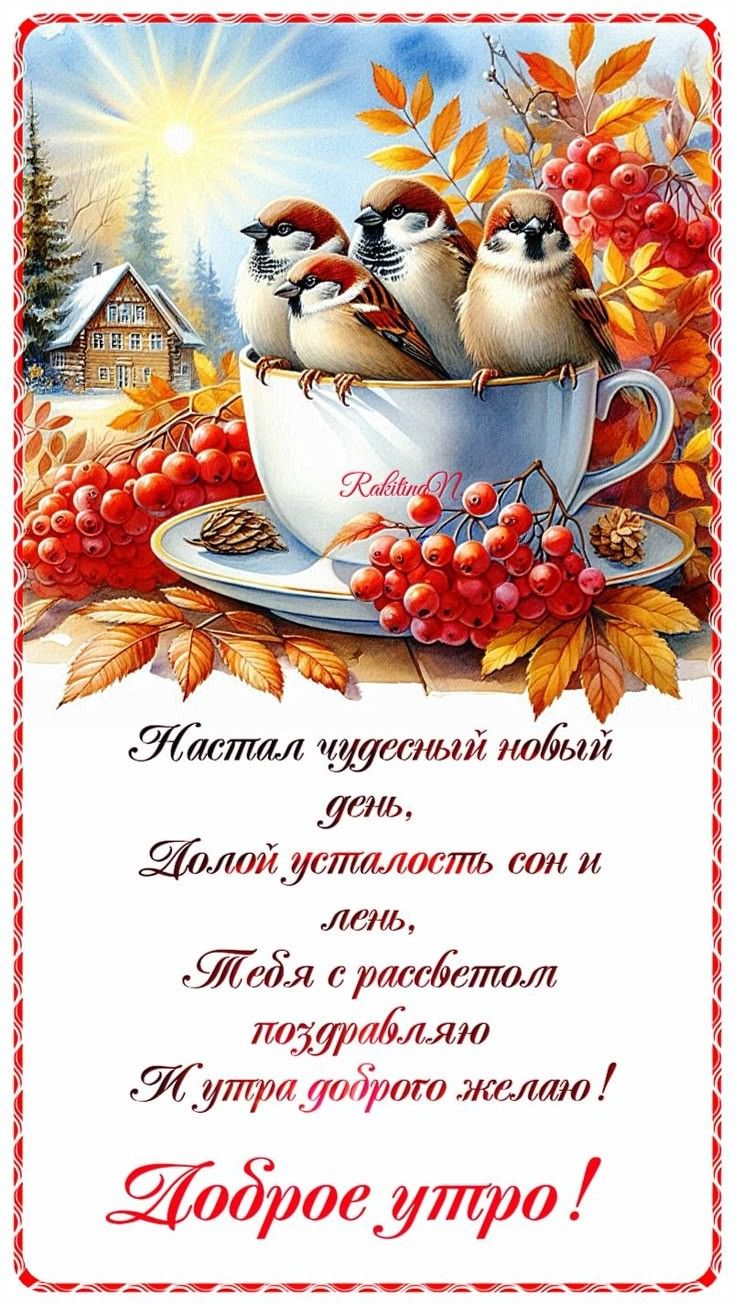 Настал чудесный новый день,
Голой усталость сон и лень,
Тебя с рассветом поздравляю
И утра доброго желаю!
Доброе утро!