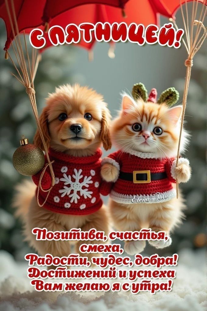 С ПЯТНИЦЕЙ! Позитива, счастья, смеха, радости, чудес, добра! Достижений и успеха Вам желаю я с утра!