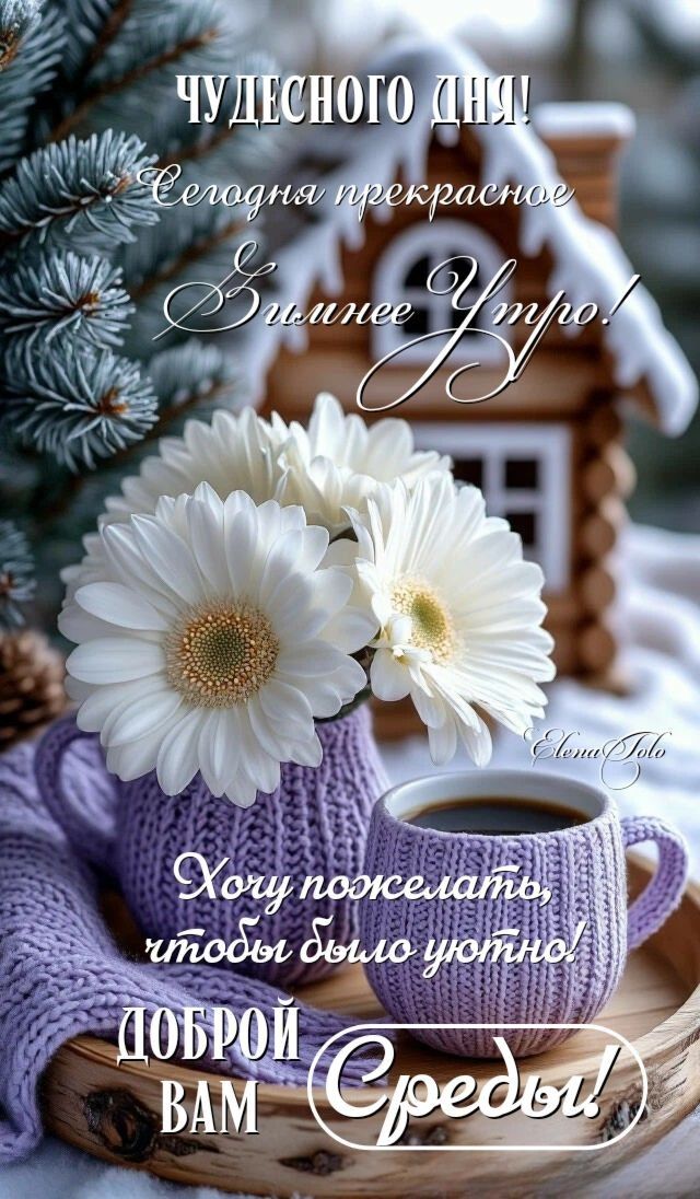 ЧУДЕСНОГО ДНЯ!
Сегодня прекрасное Зимнее Утро!
Хочу пожелать, чтобы было уютно!
ДОБРОЙ ВАМ СРЕДЫ!