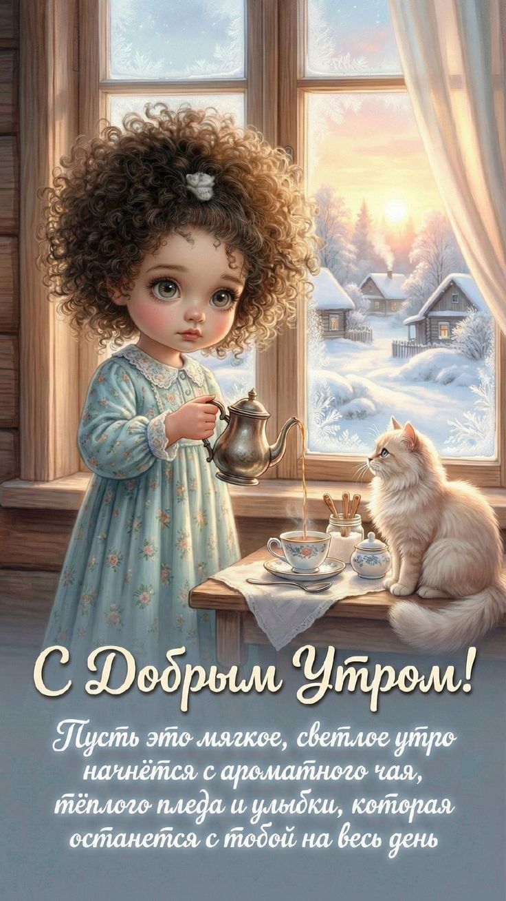 С Добрым Утром! Пусть это мягкое, светлое утро начнётся с ароматного чая, тёплого пледа и улыбки, которая останется с тобой на весь день