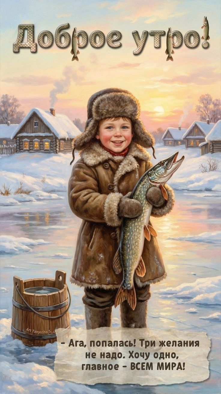 Доброе утро! Ага, попалась! Три желания не надо. Хочу одно, главное - ВСЕМ МИРА!