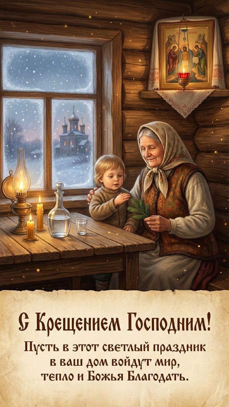 С Крещением Господним! Пусть в этот светлый праздник в ваш дом войдут мир, тепло и Божья Благодать.