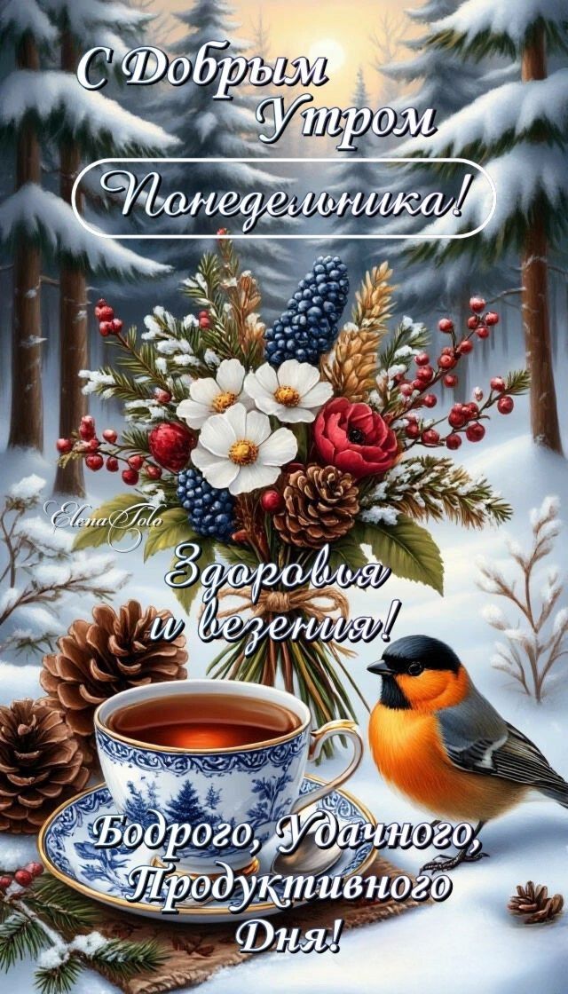 С Добрым Утром Понедельника! Здоровья и везения! Бодрого, Удачного, Продуктивного Дня!