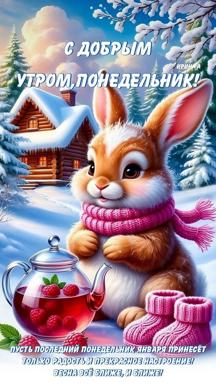С ДОБРЫМ УТРОМ, ПОНИЕДЕЛЬНИК! Пусть последний понедельник января принесёт только радость и прекрасное настроение! Весна всё ближе, и ближе! (подпись) Ирина А.