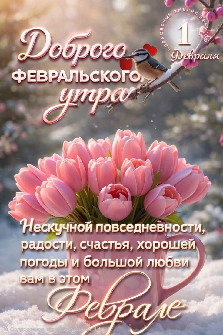 Доброе февральского утра
Нескучной повседневности, радости, счастья, хорошей погоды и большой любви вам в этом Феврале
1 Февраля