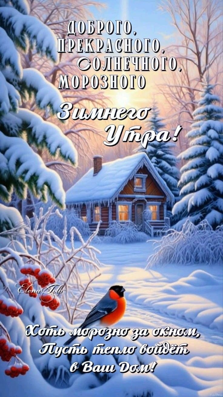Доброго, прекрасного, соленечного, морозного Зимнего утра! Хоть морозно за окном, Пусть тепло войдёт в Ваш Дом!